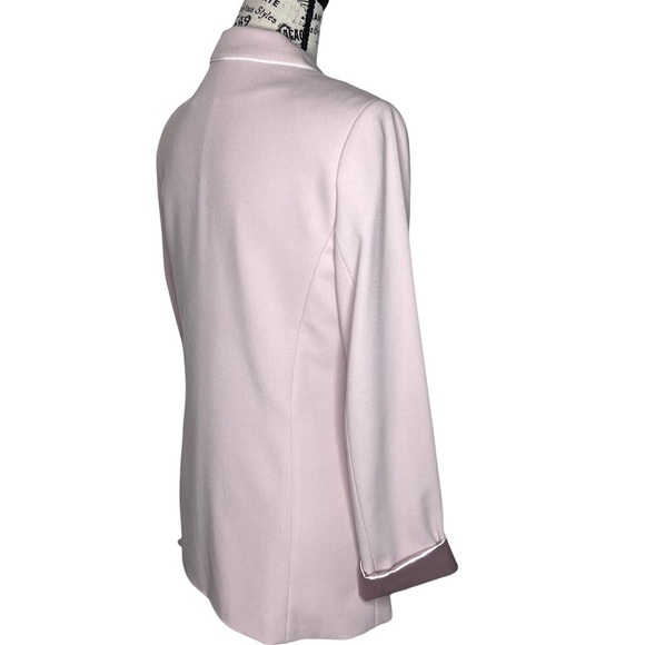 T Tahari Dusty Rose Blazer Size 8 One Button White Piping Trim Preppy Academia - Picture 15 of 15
